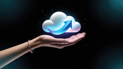 A hand holding a cloud, Concept of unlocking your potential, cloud-based data security