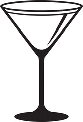 Elegant Martini Glass Silhouette Vector | Black Party Drink Illustration Vector Format