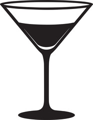 Elegant Martini Glass Silhouette Vector | Black Party Drink Illustration Vector Format