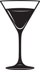 Elegant Martini Glass Silhouette Vector | Black Party Drink Illustration Vector Format