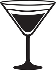 Elegant Martini Glass Silhouette Vector | Black Party Drink Illustration Vector Format