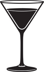 Elegant Martini Glass Silhouette Vector | Black Party Drink Illustration Vector Format