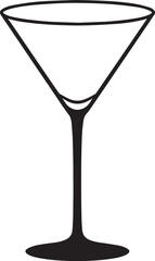 Elegant Martini Glass Silhouette Vector | Black Party Drink Illustration Vector Format