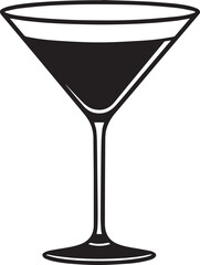 Elegant Martini Glass Silhouette Vector | Black Party Drink Illustration Vector Format