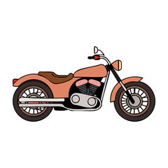 Fototapeta premium Orange motorcycle with a classic design, parked on a flat surface during daytime, showcasing its unique features and details. PNG image, transparent background