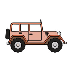 Fototapeta premium Classic off-road vehicle illustration showcasing a rugged design and vintage style. PNG image, transparent background