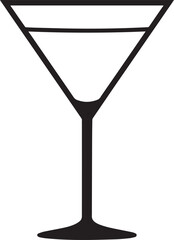 Elegant Martini Glass Silhouette Vector | Black Party Drink Illustration Vector Format