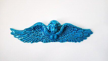 Blue Ceramic Angel Wall Decor
