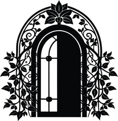 Fototapeta premium Silhouette of a Portal Door With Vines