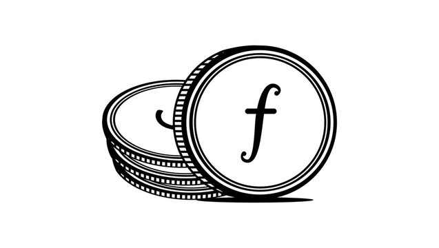 Dutch Guilder Florin Sign, black isolated silhouette