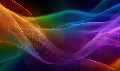 Fototapeta premium Colorful abstract waves flowing smoothly across a dark background, creating a vibrant visual effect