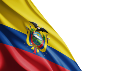 Ecuadorian flag waving isolated on transparent background, png