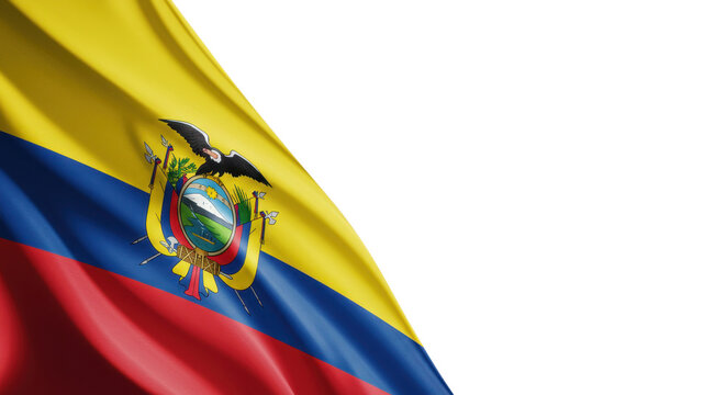 Ecuadorian flag waving isolated on transparent background, png - Powered by Adobe