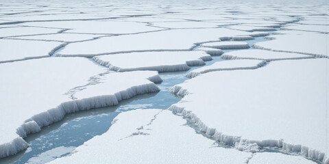 Quantum Desert Salt Flats Abstract geometric patterns in ancient salt flat surface creating natural crystalline structure in pristine white against
