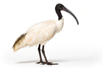 Black Headed Ibis Bird Standing White Background white bird