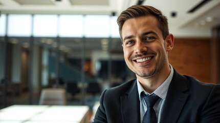 Fototapeta premium Success businessman smiling in office