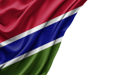 gambia flag with flowing fabric isolated on transparent background, png