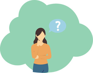 Contemplative Woman Vector Illustration