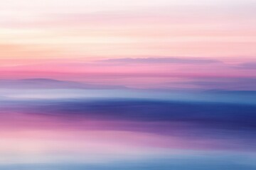 Fototapeta premium Soft layered horizon of a serene landscape with gentle gradient colors from warm peach to cool blue creating a peaceful and dreamy atmosphere