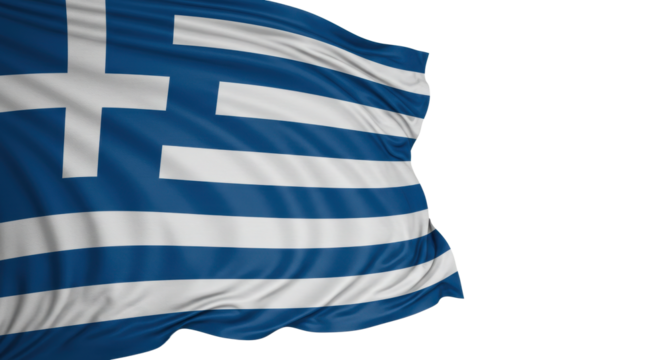  waving greek flag isolated on transparent background, png