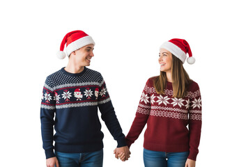 two young women in santa hats