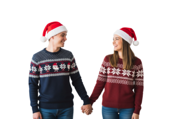 two young women in santa hats