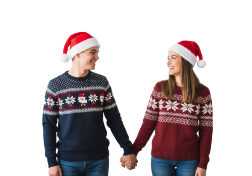 two young women in santa hats