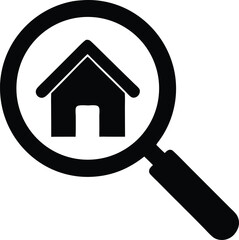 home icon with magnifying glass