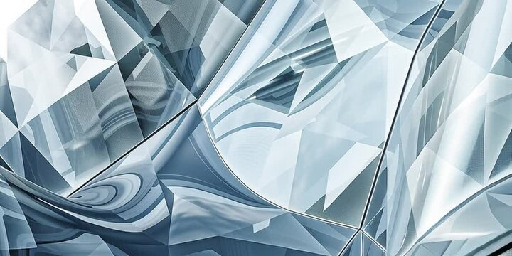 Abstract Crystal Glass Texture with Faceted Surfaces and Reflective Light Patterns