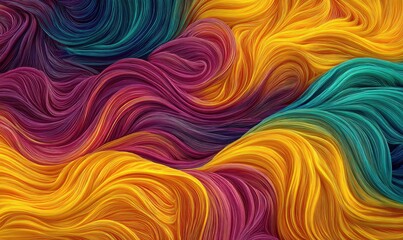 Vibrant swirling abstract patterns of colorful waves in a dynamic flow, creating an energetic backdrop