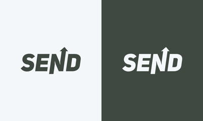 Bold SEND Typography Logo with Arrow in Letter "N" – Creative Modern Wordmark Symbolizing Delivery, Forward Movement, or Progress – Minimal Vector Design