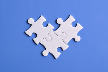 Three white pieces of jigsaw for business partner connection concept