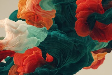 Abstract swirling colors in vibrant hues of red, green, and white creating a dynamic visual flow