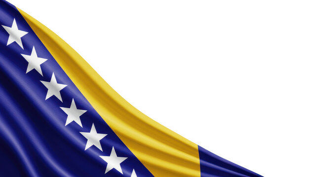 Rippling bosnian flag in a corner isolated on transparent background, png