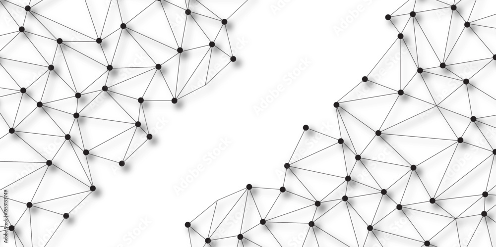 Wall mural technology abstract white digital background of connected dot with black line .many squares and rect