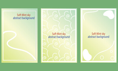 Collection Of Mint Sky Gradient Poster with Abstract Shape and White Frame – Minimal Pastel Art Background.