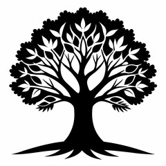 Obraz premium Ornamental Black and White Tree Silhouette Stylized silhouette
