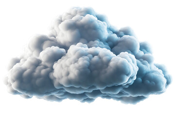 Isolated fluffy white cloud with soft blue light isolated on white or transparent png