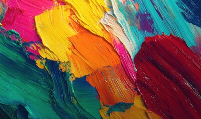 Vibrant abstract painting showcasing bold colors and dynamic brush strokes on canvas