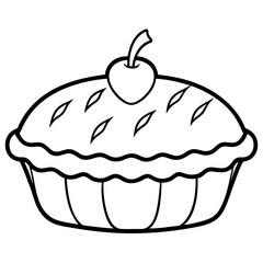Minimal Apple Pie Outline Vector