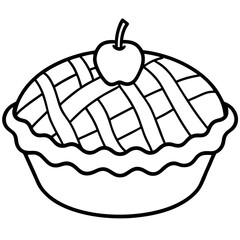 Minimal Apple Pie Outline Vector