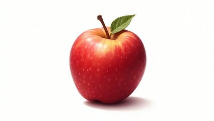 "Perfect Red Apple with Leaf – A Symbol of Freshness and Health"