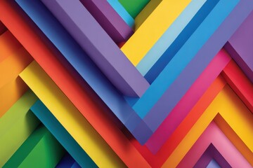 Colorful geometric abstract design featuring layered paper shapes in vibrant hues creating depth