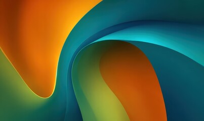 Abstract swirling patterns of vibrant orange, teal, and turquoise colors creating a dynamic flow