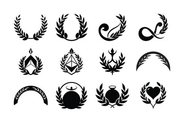 Vintage vector tribal tattoo set with decorative floral and wing design elements