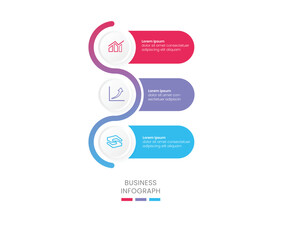 Step by step data visulization 3 step business infograph 