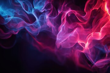 Ethereal wisps of colorful smoke intertwining in a dark background, creating a vibrant abstract display