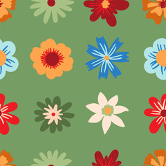 Vivid colorful flower collection, summer blossom flower head set. Organic petal floral design