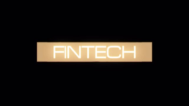 Animation text of Fintech gold glittering glitch text effect cinematic title on black abstract background. Promote advertising concept isolate using QuickTime Alpha Channel proress 444 - Powered by Adobe