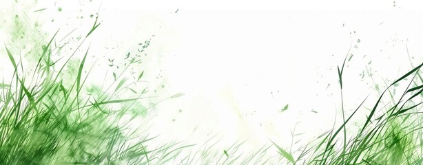 A lush green grass border adds a fresh and natural element to the white backdrop, enhancing visual appeal for designs and presentations